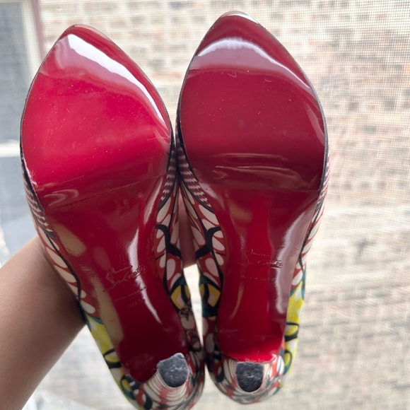 🌺CHRISTIAN LOUBOUTIN 👠Daffodil Multicolor 160mm Print Fabric Platform sz: 38.5 - Picture 17 of 17